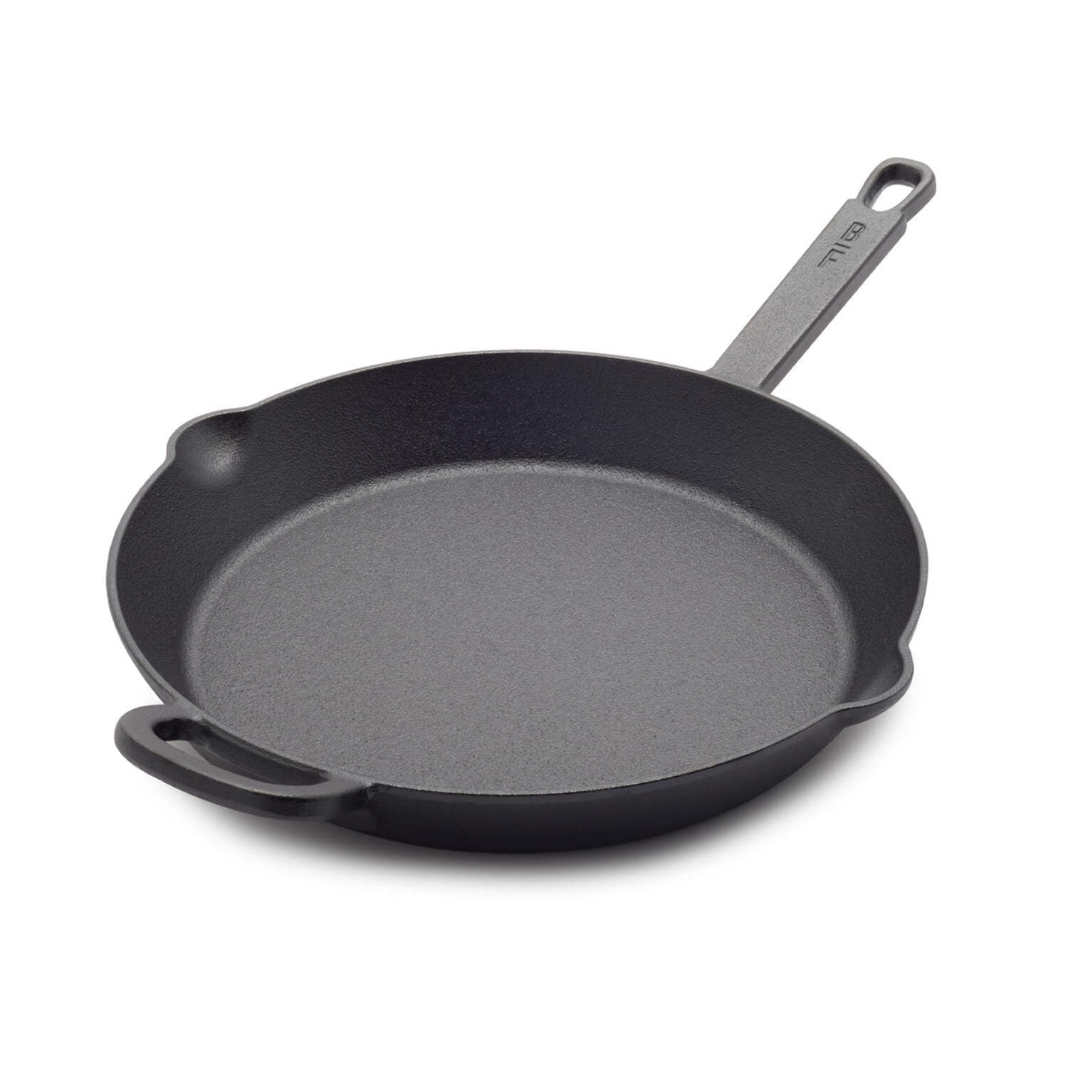 Black 12" Cast Iron Skillet with Helper Handle