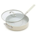 thumbnail image 1 of GreenPan x Bobby Flay 4.5QT Sauté Pan with Glass Lid, Professional Grade Aluminum, Ceramic Nonstick, Induction Suitable, Stay-Cool Silicone Handle, Dishwasher & Oven Safe, Cream, 1 of 9