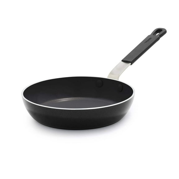 GreenPan x Bobby Flay 8 Frying Pan Skillet, Professional Grade Aluminum, Ceramic Nonstick, Induction Suitable, Stainless Steel Silicone Grip Handle, Dishwasher & Oven Safe, Black