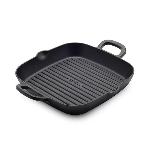 GreenPan x Bobby Flay Cast Iron Pre-Seasoned 11” Square Grill Pan, Helper Handles, Professional Grade Heavy Duty, Induction Suitable, Versatile Stovetop, Oven, BBQ & Fire, Indoor/Outdoor Use, Black