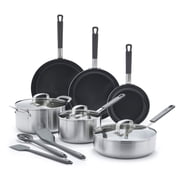 GreenPan x Bobby Flay Stainless Steel 12 Piece Cookware Pots and Pans Set, Professional Grade Tri Ply, Healthy Ceramic Nonstick, Induction Suitable, Dishwasher & Oven Safe, Stay Cool Handles