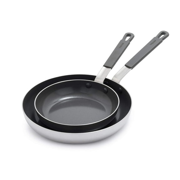 GreenPan Bobby Flay 2-Piece Frying Pan Set 8 & 10, Ceramic Nonstick, Induction Safe, Black
