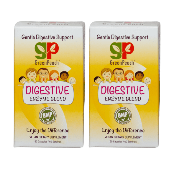 GreenPeach Organic Multi Enzyme Supplement for Better Digestion & Absorption- Promotes Digestive Health Support- Pack of 2