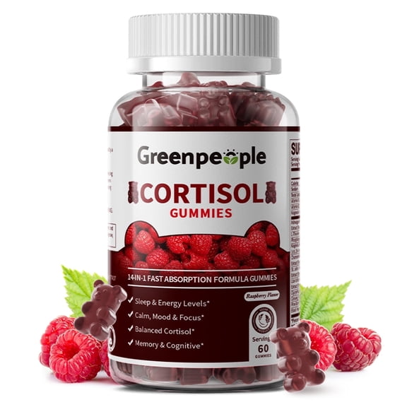 GreenPeople Cortisol Supplements for Women | Cortisol Support Gummies | 14-in-1 Fast Absorption Formula | Sleep & Energy Support | 60CT