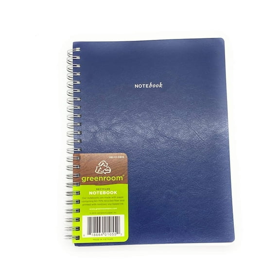 GreenRoom Spiral Journal - Flexible Leather Cover, 80 sheets, 160 pages, Size 6'' X 8'' (Blue)