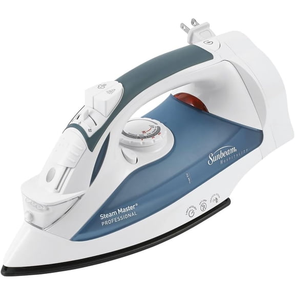 GreenSense SteamMaster Full Size Professional Iron with Retractable Cord and Clearview, White