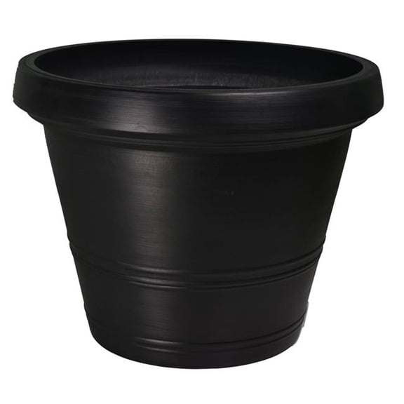 Greenship S-BLS30B-2 12 in. Resin Indoor & Outdoor Planter Pot with Drainage Hole - Black, Pack of 2