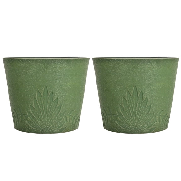 GreenShip Decorative Resin Stone Composite Planters, Set of 2, 15 Inch