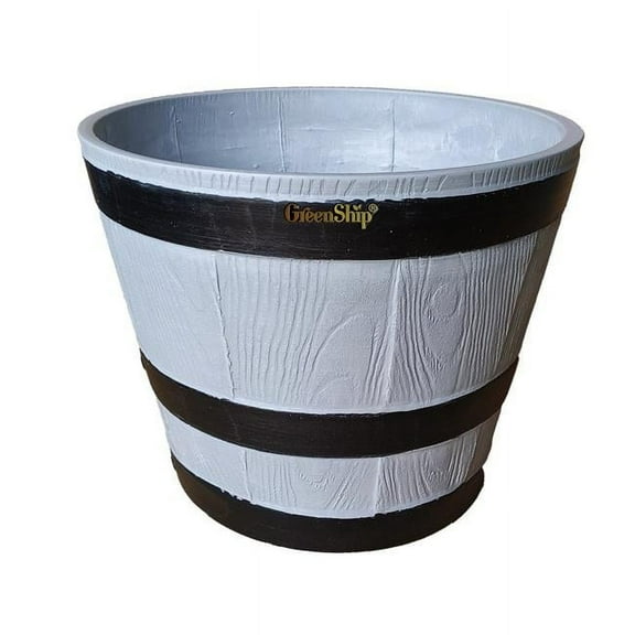 Greenship S-11P30LG-2 12 in. Whiskey Barrel Indoor & Outdoor Planter Pot - Light Grey, Pack of 2