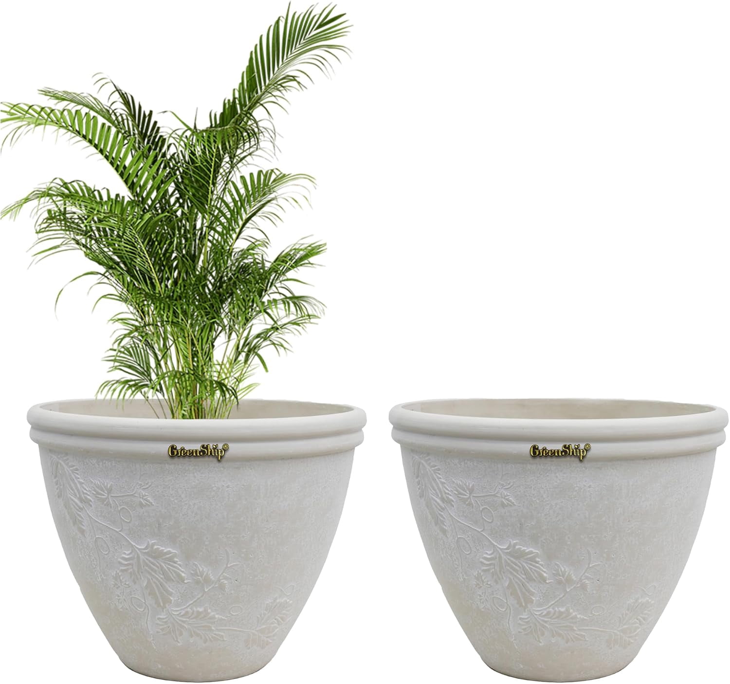 GreenShip 2 Pack 15 inch Large Planter with Drainage Hole,Modern Pots ...