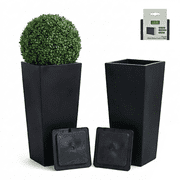 GreenShip 27" Tall Planters for Outdoor Indoor, Set of 2 with Drainage,Large Indoor Flower Pots with Drainage & Inner Shelf for Porch, Patio, and Front Door Decor