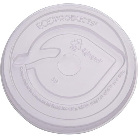 GreenStripe Compostable Plastic Cup Flat Lids, Case of 1000, Perforated Straw Hole, Fits 9-24oz Cups, Made From PLA Renewable Plant Based Plastic, Clear For Visibility