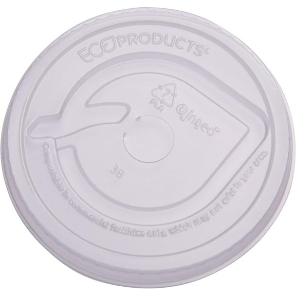 GreenStripe Compostable Plastic Cup Flat Lids, Case of 1000, Perforated Straw Hole, Fits 9-24oz Cups, Made From PLA Renewable Plant Based Plastic, Clear For Visibility