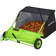 GreenSweep Pickup Tow 42-Inch 10.5 Cubic Feet Tow-Behind Lawn Sweeper with Adjustable Brush Height, Large Grass Catcher Hopper