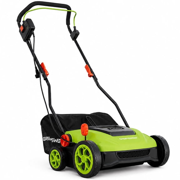 GreenSweep TurfoMax 2.0 | 15-in 13-Amp Electric Artificial Grass Sweeper with Collection Bag