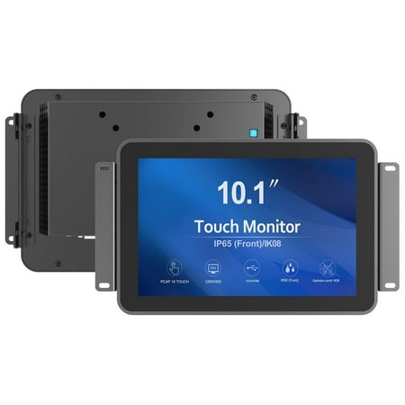 GreenTouch 10.1 Inch 1000 Nits Multi Touch PCAP Open Frame Touch Screen Monitor, 1280x800, Black