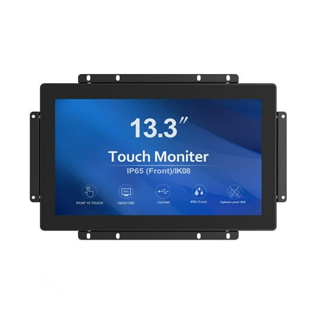 GreenTouch 13.3" 10 Points Open Frame Touch Display, Industrial PCAP Touchscreen Monitor, VGA+HDMI+DVI Port