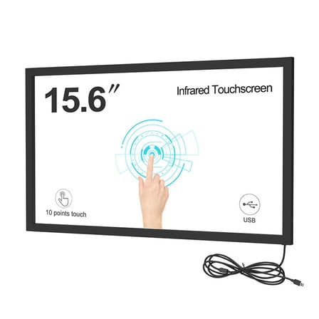 GreenTouch 15.6 Inch 10 Points Infrared Touch Screen, IR Touch Screen Panel Overlay Kits with 3mm Thickness Tempered Glass