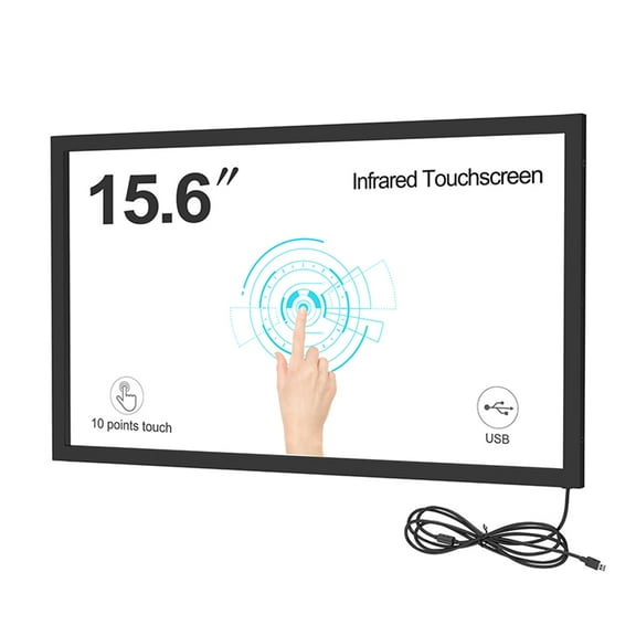 GreenTouch 15.6 Inch 10 Points Infrared Touch Screen, IR Touch Screen Panel Overlay Kits with 3mm Thickness Tempered Glass