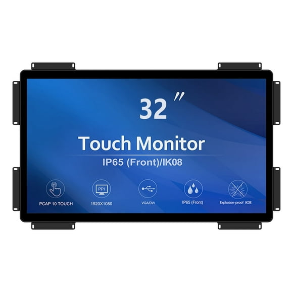 GreenTouch 32 inch 10 Points PCAP Open Frame Touch Screen LCD Display Monitor HDMI+VGA+DVI Video Port