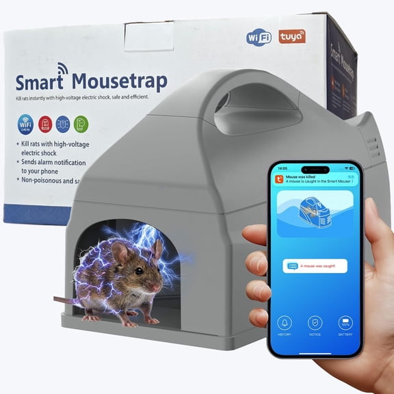 GreenVation WiFi Electric Smart Mouse Trap, Humane Rodent Killer with App Push Notifications, No-Touch Indoor Rat Trap for Home, 1-Pack