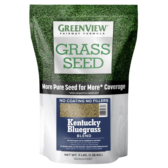 GreenView Pure Grass Seed Kentucky Bluegrass Blend, 3 lb. Bag Covers up to 3,000 sq. ft.