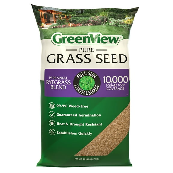 GreenView Pure Grass Seed Perennial Ryegrass Blend, 20 lb. Bag Covers up to 10,000 sq. ft.