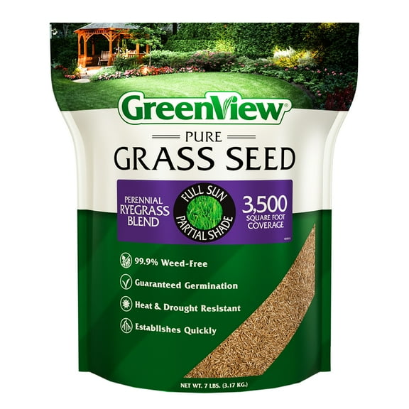 GreenView Pure Grass Seed Perennial Ryegrass Blend, 7 lb. Bag Covers up to 3,500 sq. ft.