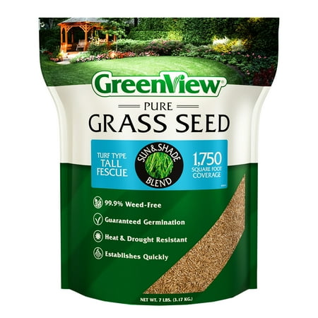 GreenView Pure Grass Seed Turf Type Tall Fescue Sun & Shade Blend, 7 lb. Bag – Covers up to 1,750 sq. ft.