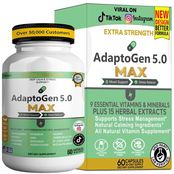 GreenVify AdaptoGen 5.0 Max Premium Herbal Dietary Supplement for Adults
