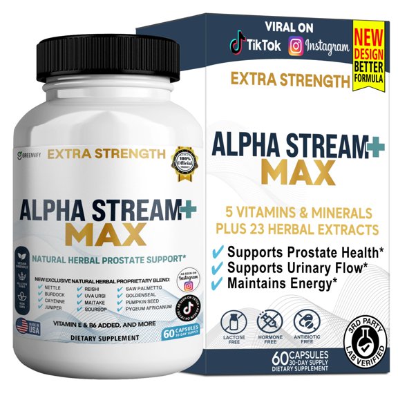 GreenVify Alpha Stream Plus Max Mens Performance & Vitality Support Supplement