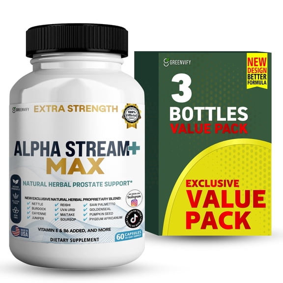 GreenVify Alpha Stream Plus Max  Mens Performance & Vitality Support Supplement