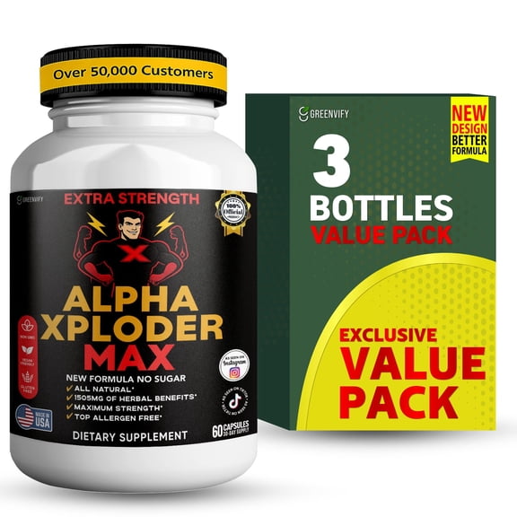 GreenVify Alpha Xploder Max  Mens Daily  Dietary Supplement, Advanced Energy, Vitality & Performance Support Formula