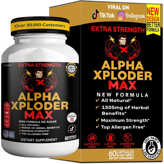GreenVify Alpha Xploder Max  Mens Daily Dietary Supplement, Advanced Energy, Vitality & Performance Support Formula