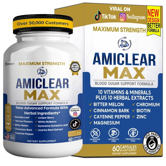 GreenVify Amiclear Max Blood Sugar Support Supplement – Supports Metabolic Health & Daily Balance