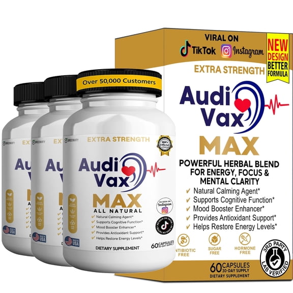 GreenVify AudiVax Max Extra Strength Cognitive & Energy Support Dietary Supplement Capsules