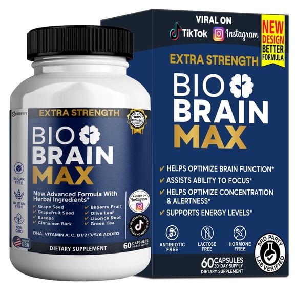 GreenVify Bio Brain Max Cognitive Support Supplement Capsules, Memory & Focus Formula