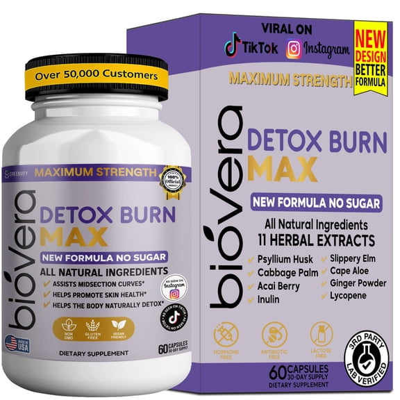 GreenVify Biovera Detox Burn Max Dietary Supplement Capsules Daily Nutritional Supplement for Adults Easy-to-Swallow Capsules