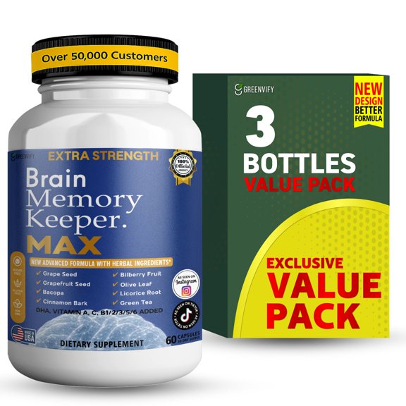 GreenVify Brain Memory Keeper Max Memory & Cognitive Wellness Support Supplement