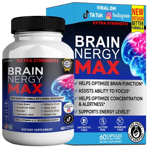 GreenVify Brainergy Max  Daily Focus & Active Lifestyle Support Supplement