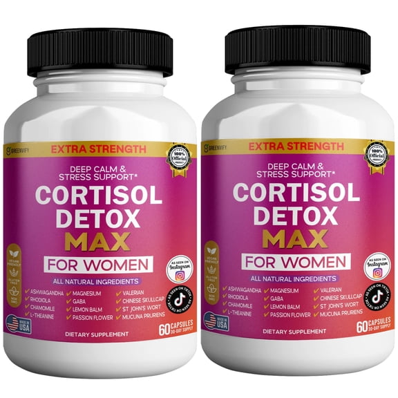GreenVify Cortisol Detox Max for Women Daily Stress Balance Supplement 60ct