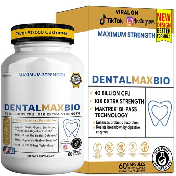 GreenVify Dental Max Bio Dietary Supplement Capsules  Oral Health Nutritional Supplement for Adults  Easy-to-Swallow Capsules