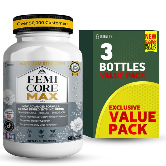 GreenVify Femi Core Max Dietary Supplement Capsules for Women Daily Nutritional Supplement Easy-to-Swallow Capsules