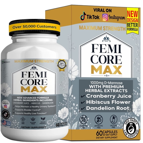 GreenVify Femi Core Max Dietary Supplement Capsules for Women  Daily Nutritional Supplement  Easy-to-Swallow Capsules