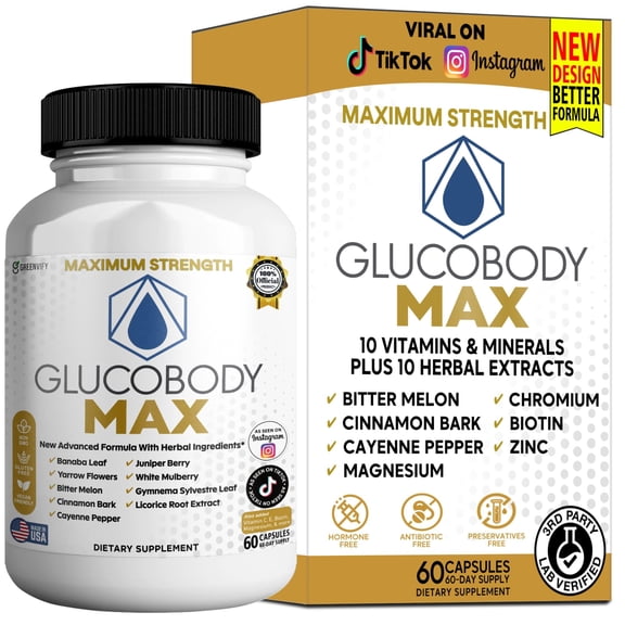 GreenVify GlucoBody Max Premium Dietary Supplement for Adults