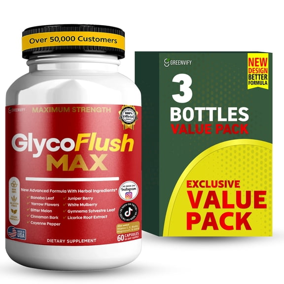 GreenVify Glyco Flush Max Dietary Supplement Capsules Daily Nutritional Supplement for Adults Easy-to-Swallow Capsules