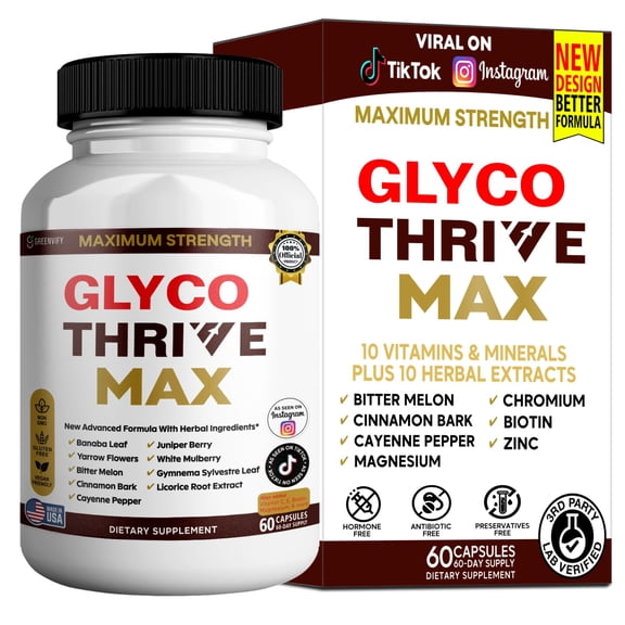 GreenVify Glyco Thrive Max Metabolic Support Supplement Capsules for Adults, Daily Wellness Formula