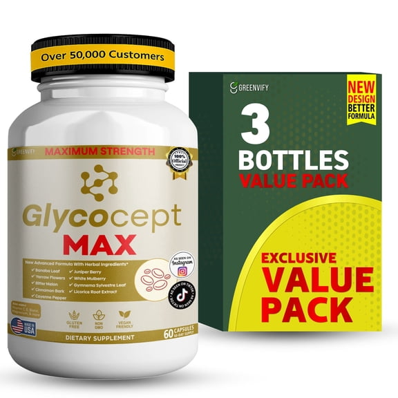 GreenVify GlycoCept Max Blood Sugar Support Supplement Supports Metabolic Health & Daily Balance
