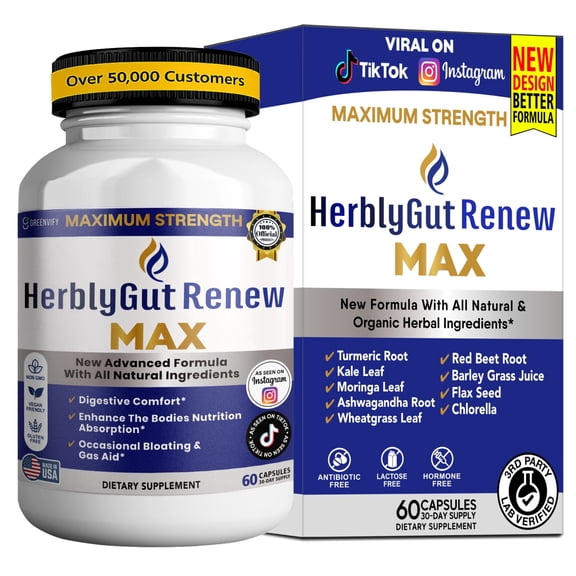 GreenVify Herbly Gut Renew Max Digestive Support Supplement – Supports Gut Health & Daily Balance