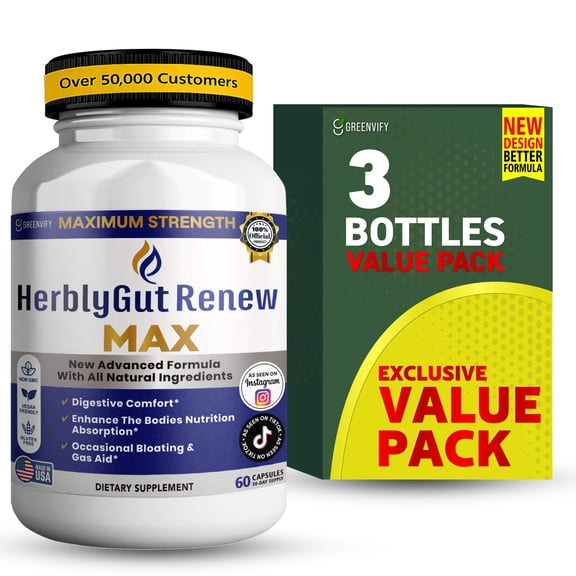 GreenVify Herbly Gut Renew Max Digestive Support Supplement – Supports Gut Health & Daily Balance